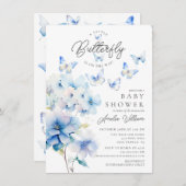 Whimsical Butterflies Baby shower Invitation Kaart (Voorkant / Achterkant)