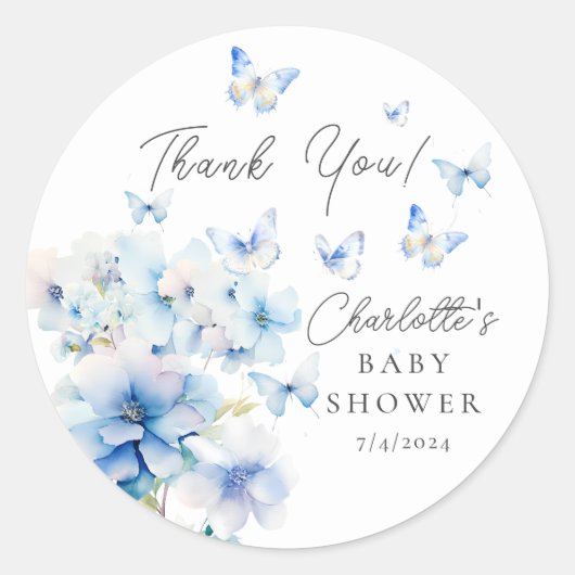 Whimsical Butterflies Baby shower Ronde Sticker (Voorkant)