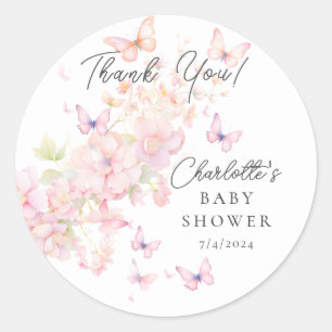 Whimsical Butterflies Baby shower Ronde Sticker