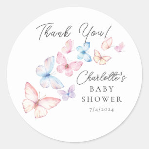 Whimsical Butterflies Baby shower Ronde Sticker