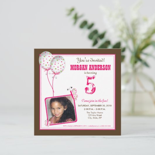 Whimsical Butterflies Birthday Party nodigt uit: b Kaart (Staand voorkant)