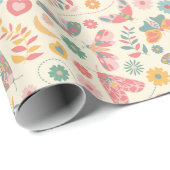Whimsical Butterflies en Bloemen Patroon Cadeaupapier (Rol Hoek)