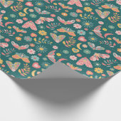 Whimsical Butterflies en Bloemen Patroon Cadeaupapier (Hoek)