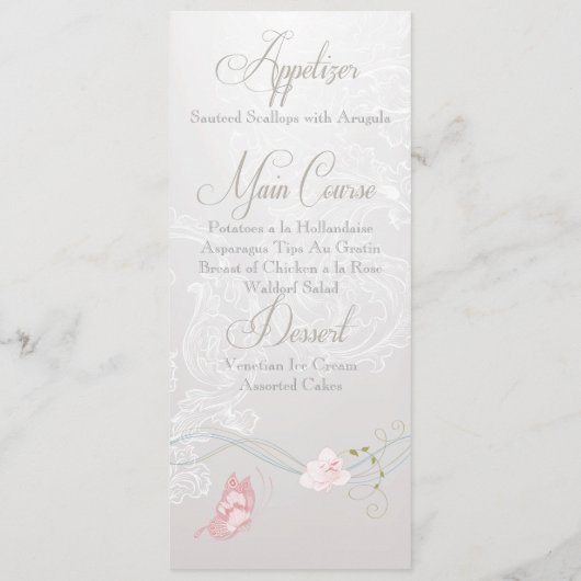 Whimsical Butterflies en Lace Menu (Achterkant)