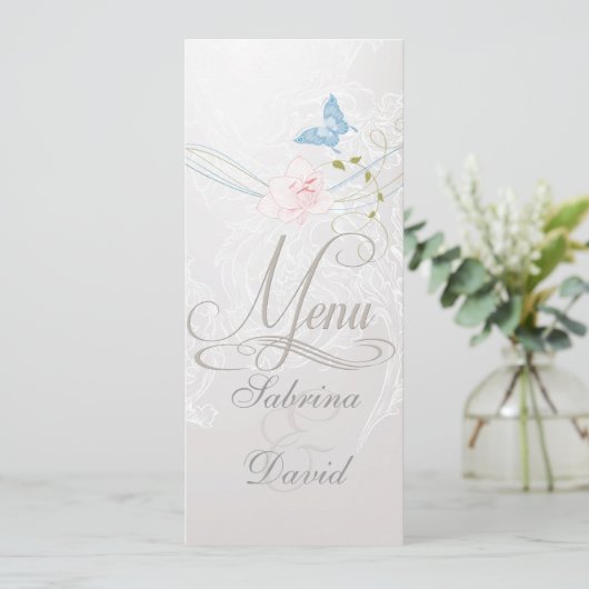 Whimsical Butterflies en Lace Menu (Staand voorkant)