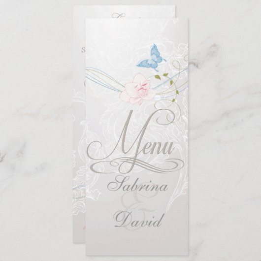 Whimsical Butterflies en Lace Menu (Voorkant / Achterkant)