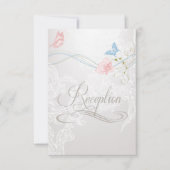 Whimsical Butterflies en Lace Reception nodigen Kaart (Voorkant)