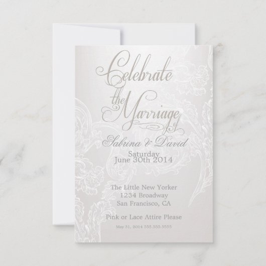 Whimsical Butterflies en Lace Reception nodigen Kaart (Achterkant)