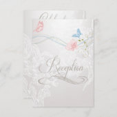 Whimsical Butterflies en Lace Reception nodigen Kaart (Voorkant / Achterkant)