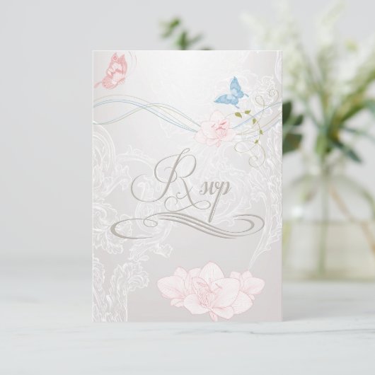 Whimsical Butterflies en Lace RSVP (Staand voorkant)