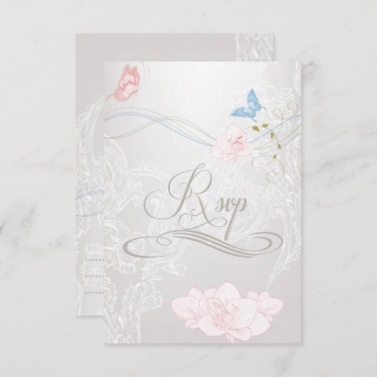 Whimsical Butterflies en Lace RSVP (Voorkant / Achterkant)