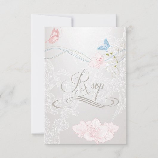 Whimsical Butterflies en Lace RSVP Kaartje (Voorkant)