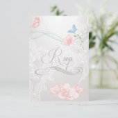 Whimsical Butterflies en Lace RSVP Kaartje (Staand voorkant)