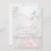 Whimsical Butterflies en Lace Save the Date (Voorkant)
