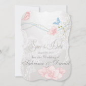 Whimsical Butterflies en Lace Save the Date (Voorkant)