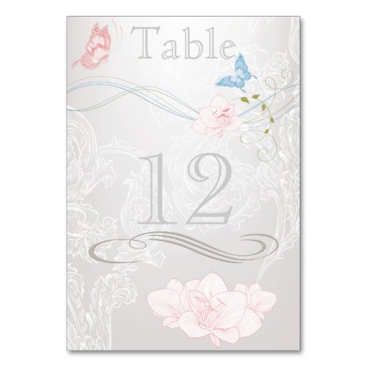 Whimsical Butterflies en Lace Table Kaart (Achterkant)