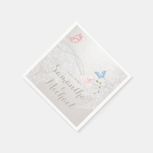 Whimsical Butterflies en Lace Wedding Servet (Hoek)