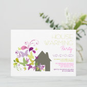 Whimsical Butterflies House Warming Party Invite Kaart (Staand voorkant)