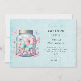 Whimsical Butterflies in a Jar Baby Shower Kaart
