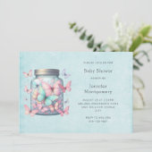 Whimsical Butterflies in a Jar Baby Shower Kaart (Staand voorkant)