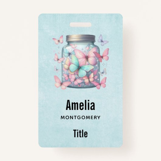 Whimsical Butterflies in a Jar Badge (Voorkant)