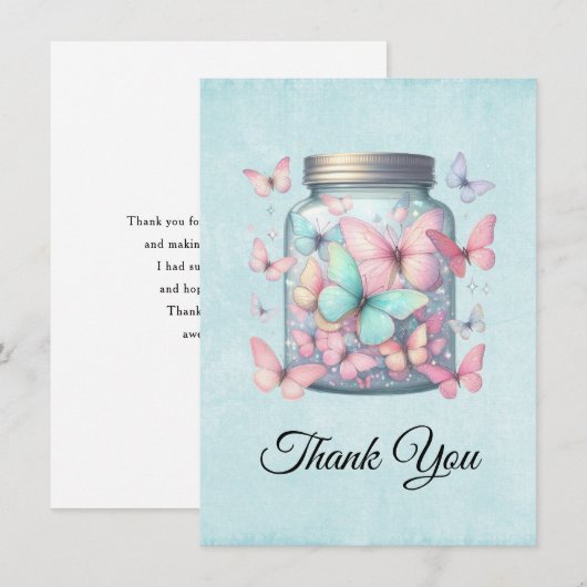 Whimsical Butterflies in a Jar Bedankkaart (Voorkant / Achterkant)