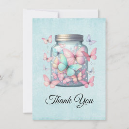 Whimsical Butterflies in a Jar Bedankkaart