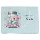 Whimsical Butterflies in a Jar Birthday Groot Cadeauzakje (Voorkant)