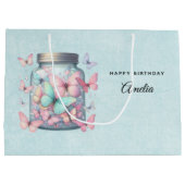 Whimsical Butterflies in a Jar Birthday Groot Cadeauzakje (Achterkant)