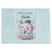 Whimsical Butterflies in a Jar Birthday Groot Cadeauzakje (Voorkant)