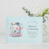 Whimsical Butterflies in a Jar Birthday Kaart (Staand voorkant)