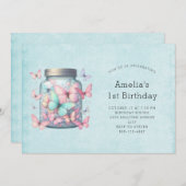Whimsical Butterflies in a Jar Birthday Kaart (Voorkant / Achterkant)