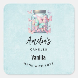 Whimsical Butterflies in a Jar - Candle Business Vierkante Sticker