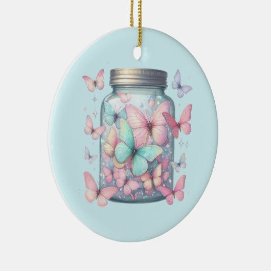 Whimsical Butterflies in a Jar Keramisch Ornament (Rechts)