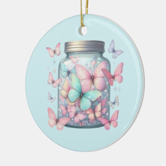Whimsical Butterflies in a Jar Keramisch Ornament (Links)