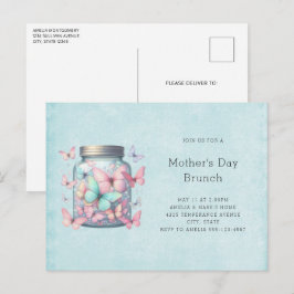 Whimsical Butterflies in a Jar Mother's Day Brunch Uitnodiging Briefkaart