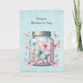Whimsical Butterflies in a Jar Mother's Day Feestdagen Kaart