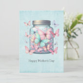 Whimsical Butterflies in a Jar Mother's Day Feestdagenkaart (Staand voorkant)