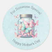 Whimsical Butterflies in a Jar Mother's Day Ronde Sticker (Voorkant)