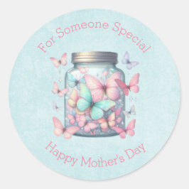 Whimsical Butterflies in a Jar Mother's Day Ronde Sticker