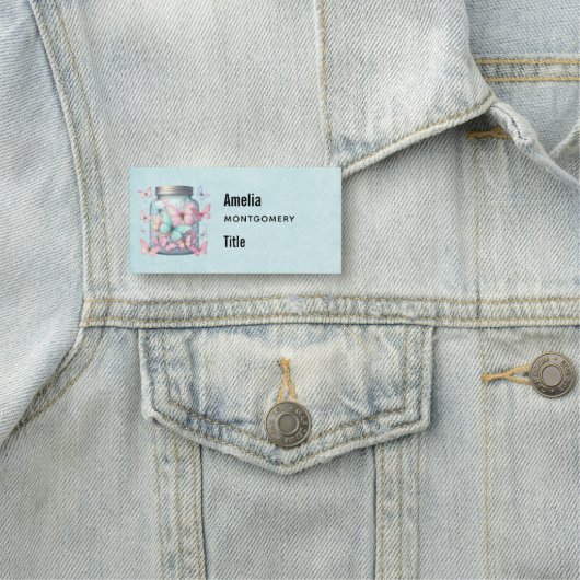 Whimsical Butterflies in a Jar Naamplaatje (In situ)