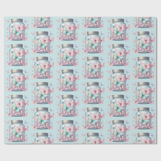 Whimsical Butterflies in a Jar Pattern Cadeaupapier (Vlak)