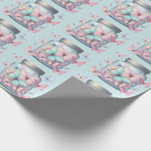 Whimsical Butterflies in a Jar Pattern Cadeaupapier (Hoek)