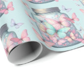 Whimsical Butterflies in a Jar Pattern Cadeaupapier (Rol Hoek)