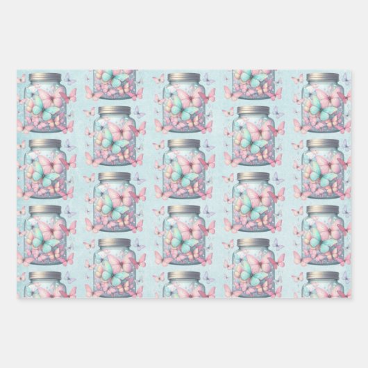  Whimsical Butterflies in a Jar Pattern Inpakpapier Vel (Voorkant 3)