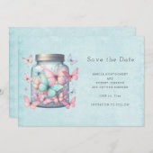 Whimsical Butterflies in a Jar Save The Date (Voorkant / Achterkant)