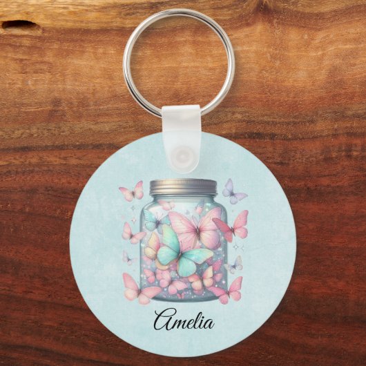 Whimsical Butterflies in a Jar Sleutelhanger (Voorkant)