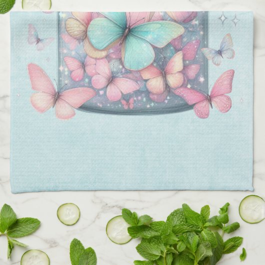 Whimsical Butterflies in a Jar Theedoek (Gevouwen)