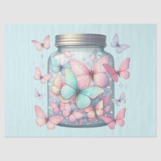 Whimsical Butterflies in a Jar Tissuepapier (Voorkant)