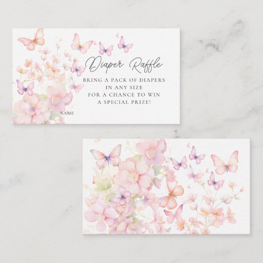Whimsical Butterflies Luier Raffle Informatiekaartje (Voorkant / Achterkant)